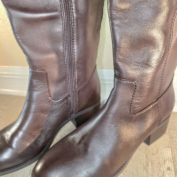 Alfani Brown Leather Knee-High Boots New - Picture 6 of 15